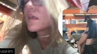 This nasty nerd whore went from riding her colleague's cock in the warehouse to making him fuck her from behind. This sexy slut wants her colleague's dick in her pussy.