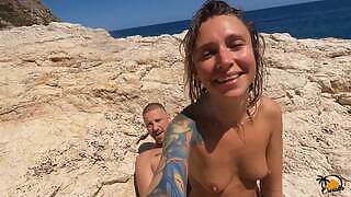 This stunning skinny babe went from making her boyfriend eat her creamy pussy to riding his cock like never before. This hot skinny whore gets fucked hard by her boyfriend on the beach.